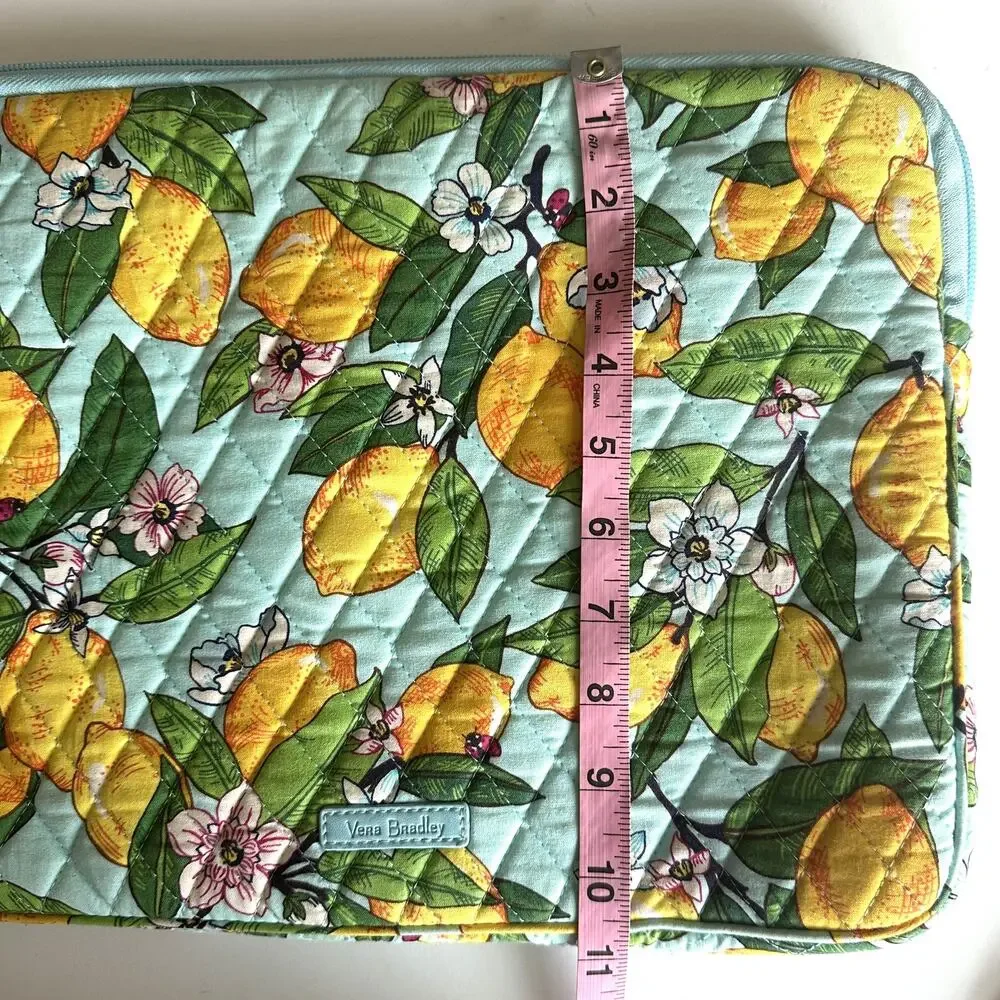 Vera Bradley Lemon Grove Laptop Sleeve Citrus Print Quilted Padded Case